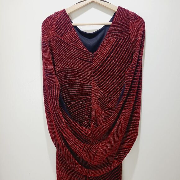 SL NY Red Sparkle Drape Dress - Picture 13 of 16